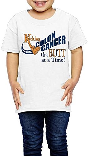 Kicking Colon Cancer One Butt Round Neck Kids.childs Shirt 2-6T White 5-6 Toddler