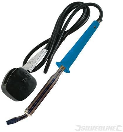 Electrical Soldering Soldering Iron 100W 100W Medium duty soldering iron complete with one replaceable bent tip and 13A plug. BS approved. Insulated handle for longer working. Temperature range 450° - 500°C. 230V CE marked.