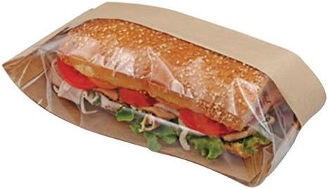 Bagcraft Papercon Dubl View Sandwich Bags, Paper, 10 3/4w x 3 1/2d x 2 1/4h, Natural - Includes 500 bags.