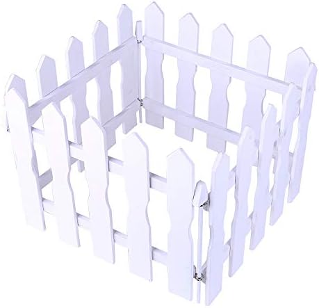 Pausseo 1.2M Merry Christmas Fence Decor Fairy Garden Kit Picket Miniature Xmas Tree Decoration Outdoor Activity Household Home Display DIY Gift Baubles Festival Art Toy Display DIY Gift Tool (White)