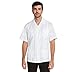 9 Crowns Essentials Men's Guayabera Button Down Shirt-White-Medium