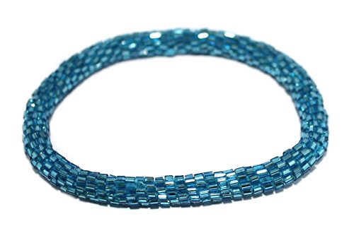Crochet Glass Seed Bead Bracelet Roll on Bracelet Nepal Bracelet SB464