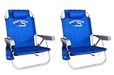2 Tommy Bahama Backpack Cooler Chair with Storage Pouch and Towel Bar (Blue & Blue)