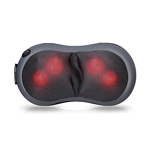 SNAILAX Shiatsu Neck and Back Massager with Heat Deep Tissue Kneading Massage Cushion Portable Pillow Massager for Neck and Shoulder Back