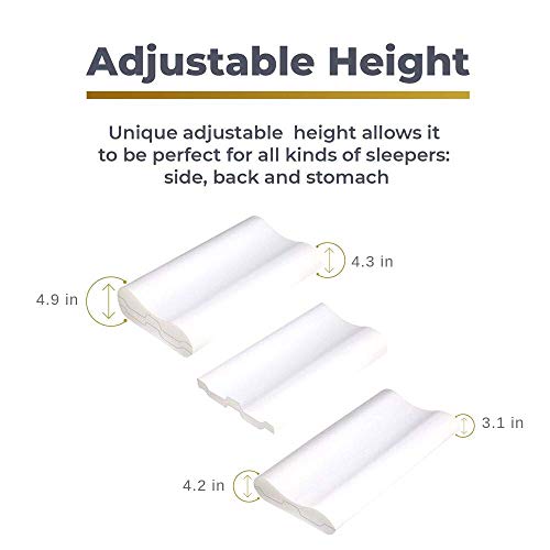 Royal Therapy Memory Foam Pillow, Neck Pillow Bamboo Adjustable Side Sleeper Pillow for Neck & Shoulder, Support for Back, Stomach, Side Sleepers, Orthopedic Contour Pillow, CertiPUR-US Royal Therapy Memory Foam Pillow, Neck Pillow Bamboo Adjustable Side Sleeper Pillow for Neck & Shoulder, Support for Back, Stomach, Side Sleepers, Orthopedic Contour Pillow, CertiPUR-US