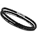 Jstyle Braided Leather Bracelets for Men Bangle Bracelets Magnetic Clasp Wristband 8.5 Inch Black