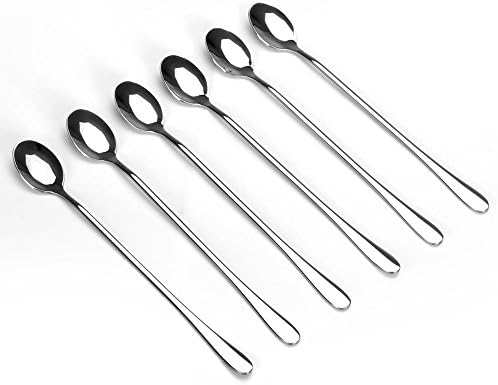 Ice Cream Spoons -Stainless Steel Long Handle 9 Inch Ice Cream Spoon, Tea Spoon Coffee Mixing Spoons Cocktail Stirring Spoons - Set of 6