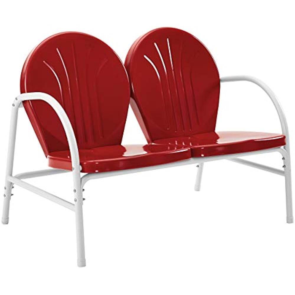 Crosley Furniture Griffith Metal Outdoor Loveseat Red Patio Sets