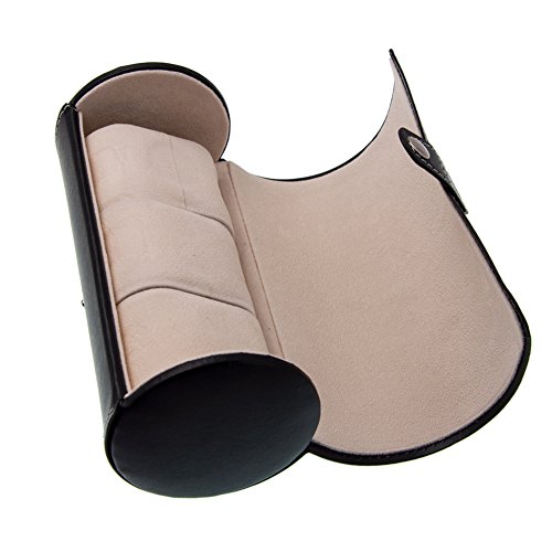 MGS AWP-3 Travel Watch Organizer Watches Case Leatherette Roll Watch Storage Pouch Jewelry Box 3-Slots (Black) - Thumbnail 4