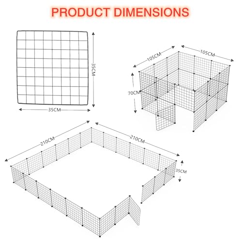Beauenty 24 Panels DIY Portable Pet Playpen, Metal Fence for Small Animals, Guinea Pigs, Rabbits, Dogs, Cats (Black 35CM*35CM)