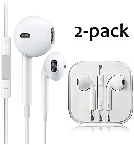 DASIDENG Premium Earphones/Earbuds/Headphones with Stereo Mic&amp;Remote Control for iPhone iPad iPod Samsung Galaxy and More Android Smartphones[White][2-PACK]