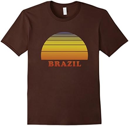 Mens Brazil Retro Vintage T-Shirt 70s Throwback Surf Tee Medium Brown