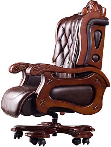 KUANDARGG Leather Executive Swivel Office Chair Adjustable Armrest Computer Desk Reclining Arm Seat Gas Lift Ergonomic Executive Chair Comfort Design Home Office, Brown