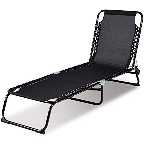 GYMAX Patio Chaise Lounge, Folding Beach Chair with 3Position