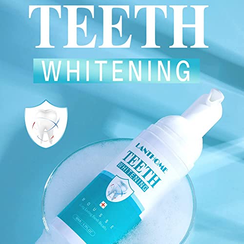 LANTHOME WHITE FOAM TEETH WHITENING PRODUCTS-TOOTH WHITENING MOUSSE, EASY TO USE TEETH WHITENER FOAM FOR WHITE TEETH,FRESHENS BREATH, WHITENS TEETH & FIGHTS BAD BREATH 50ML