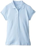 Izod Little Girls' Short Sleeve Uniform Polo, Light Blue, X-Large
