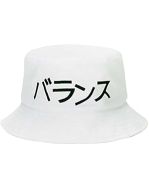 Women Lady Men Lovely Cotton Packable Reversible Japanese Letter Pattern Wide Rim Flat Bush Fisherman Bucket Sun...
