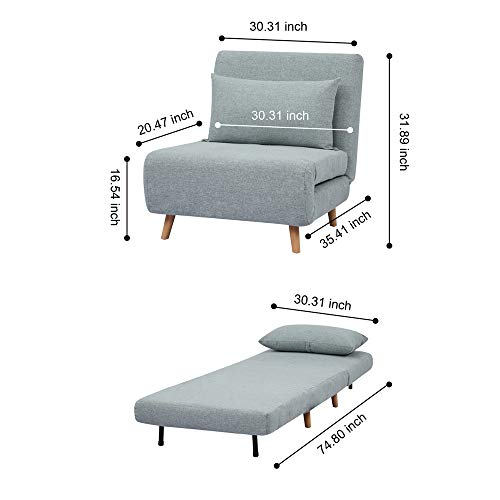GIA TriFold Convertible Polyester Sofa Bed Chair with Removable Pillow