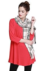 JollieLovin Womens 3/4 Sleeve Loose Fit Swing Tunic