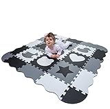 Wee Giggles Non-Toxic, Extra Thick Foam Baby Play Mat for Tummy Time and Crawling (Black/White)
