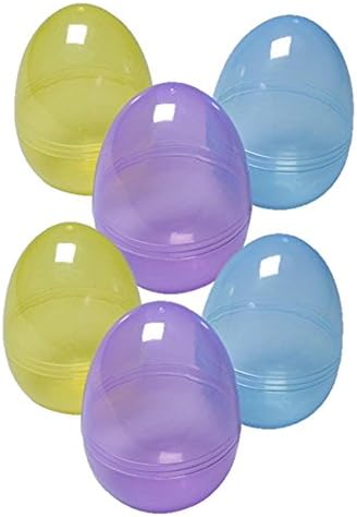6” Jumbo Plastic Easter egg Containers, set of 6 Egg Shaped Containers in Assorted Colors