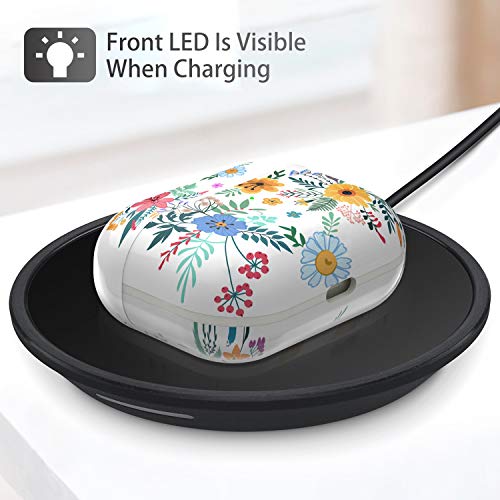 Lokigo AirPods Case Pro Protective Cover Compatible with AirPods Charging Case Pro 3 Gen Hard Case Kits with Keychain/Strap/Watch Band Holder for Girls Women Men (Colorful Flower)