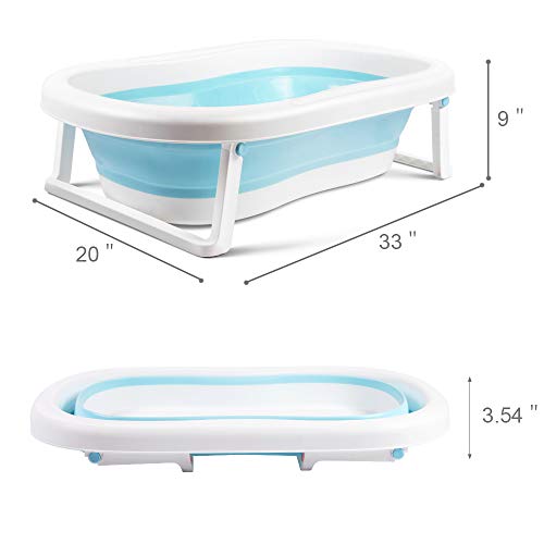 Baby Bathtub, Foldable Infant Bath Tubs with Cushion, Collapsible Comfort Tub for Newborns Toddler with Bathing Support