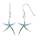 Sterling Silver, Gold Tone or Rose Tone Created Blue, White or Pink Opal Starfish Dangling Earrings