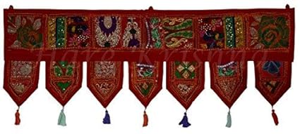 Hare Krishna Modern Ethnic Door Hanging New Year Gifts Toran Embroidered Patchwork Window Valence Tapestry 39 x 16 Inches