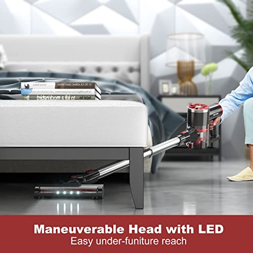PRETTYCARE Cordless Vacuum Cleaner, Stick Vacuum with LED Display, 6 in 1 Self-Standing Vacuum with Powerful Suction, Upgrade Brushless Motor for Hardwood Floor Carpet Pet Hair and Area Rugs, P4
