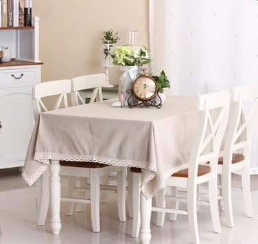 Moldiy Waterproof Cotton Linen Tablecloth, Machine Washable, Holiday, Dinner Solid Tablecloth 55 x 72 inch, White