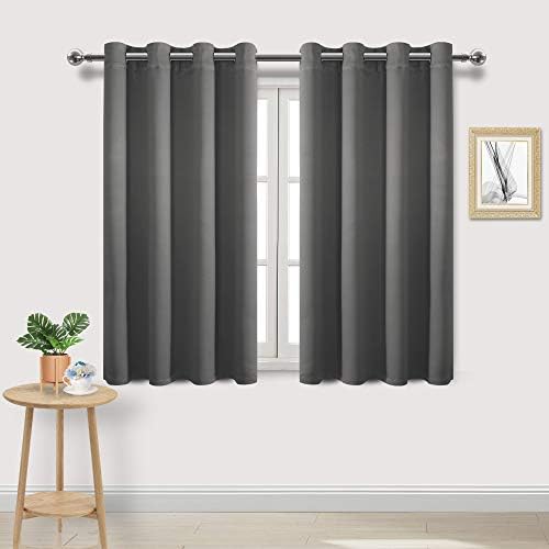 Amazon Com Dwcn Dark Grey Room Darkening Blackout Curtains Thermal Insulated Privacy Energy Saving Window Curtain Drapes 52 X 45 Inch Length Set Of 2 Bedroom Living Room Curtains Home Kitchen
