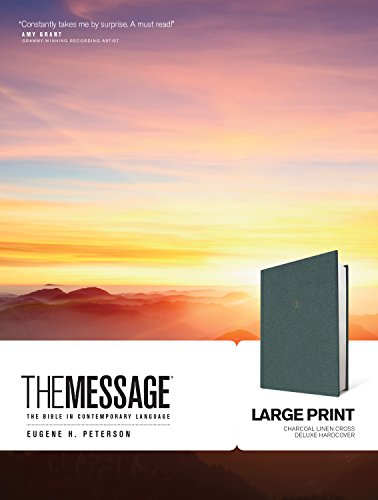 The Message Large Print (Hardcover Deluxe, Charcoal Linen Cross): The Bible in Contemporary Language - Thumbnail 3