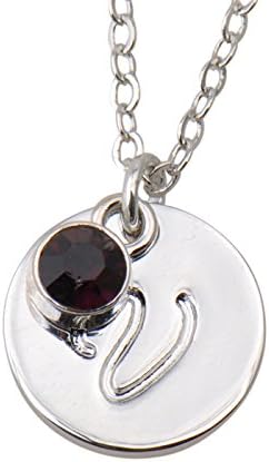 AOLO Small Script Initial Necklace Silver Initial Disc Necklaces