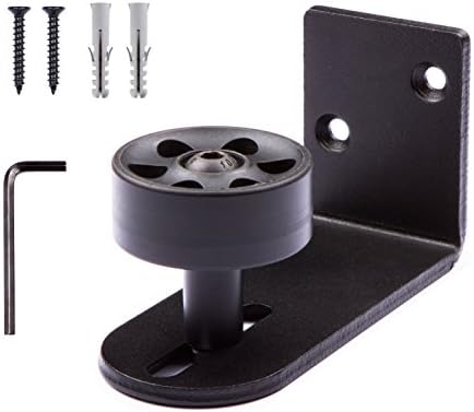 TORO HOME - Bottom Adjustable Guide Stay Roller for Barn Doors - Sliding Door Hardware with Screws and Wall plug included - Barn Door Guide Roller Black