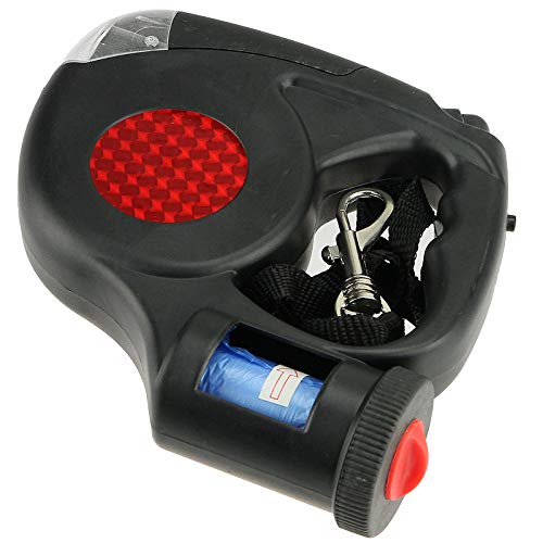 Dog Traction Rope Automatic Retractable Leash 5M 3 LED Lights with Garbage Bags