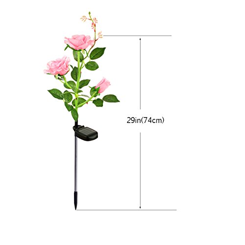 XLUX Outdoor Solar Powered Rose Lights Flower Stake, for Garden Patio Yard Christmas Pathway Decoration, Pink