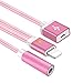 Excellent Quality Lightning to 3.5mm Headphone Jack Audio Adapter Converter & 8-Pin Lightning Charger Port for iPhone 7/7 Plus, 6S/6S Plus, iPad Air (Pink)