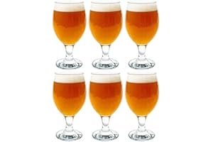 Vikko Beer Glass, Set of 6 Belgian Style Beer Glasses, Large Size 13.5 Ounce, Dishwasher Safe Durable Drinking Glass for Craf