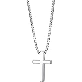 Aiittog Mini White Gold Plated Silver - Tone Small Cross Charm Necklace for Women