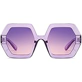 TruFabV 70s Oversized Sunglasses Womens Trendy Retro Square Sun Glasses Fashion Hexagon Thick Shades