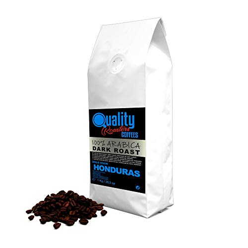 Natürliche Kaffeebohnen. Dunkle Röstung. 100 % Arabica. Einzigartige Herkunft Honduras, 1kg. Von Hand geröstet.