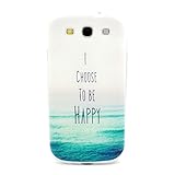 For Galaxy S3 , ivencase [Be Happy] Personality Fashion Sea Slim Pattern Ultra Thin Flexible Soft TPU Gel Texture [Clear] Bumper Protective Rear Skin Case Cover Perfect Fit for Samsung Galaxy S3 III i9300 + One 