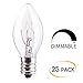 25 Pack Clear Christmas Light Bulbs, E12 Candelabra Base, 5 Watt for String Lights, Replacement C7 Incandescent Bulbs