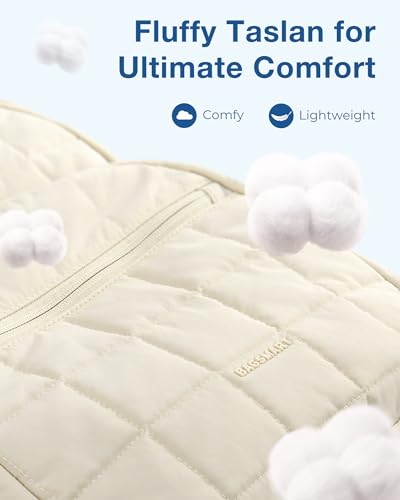 bagsmart Laptop Backpack for Women, Travel Backpack, School Backpack, Teenager Quilted Daypack, Waterproof Book Bag for 15.6 Inch Laptop, College Travel, Beige