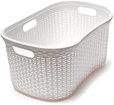 Addis Faux Rattan Hipster Laundry Basket 40 Litre Calico Cream view 6