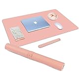 Rosegold Desk Pad, Mousepad, Desk Blotter, Blush Pink Mouse Pads for Computers, Pretty Office Desk Accessories for Women, Reversible Pink Mouse Pad, 80x40cm Pink Mat Pad, Rose Gold Office Decor