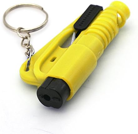 2 Pack Emergency Rescue Keychain Car Escape Tool Original Safety Hammer Window Glass Breaker Seatbelt Cutter (Yellow)