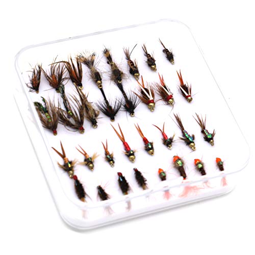image for FAISOX Fly Fishing 32pcs Wet Flies Nymphs Handmade Assortment Kit for 