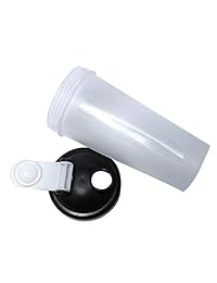 Botella de batido en polvo de proteínas, botella clásica de deporte, tira antideslizante, a prueba de fugas y diseño clásico de bucle superior, plástico sin BPA, 700 ml, negro,